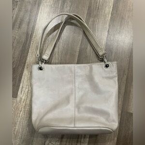 Vintage Worthington classy wedding formal tan ivory leather shopper tote bag